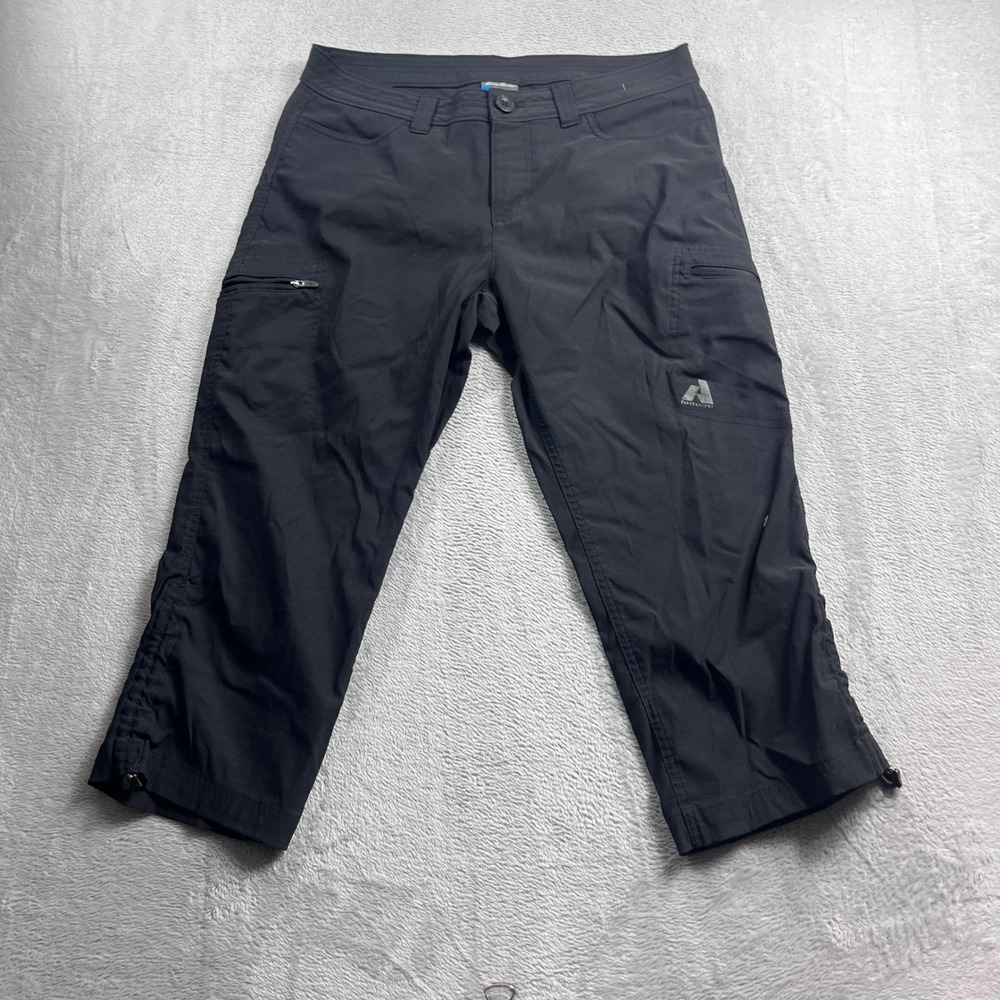 Eddie Bauer First Ascent Womens Black Hiking Capri Pants Cargo Pockets Size 8